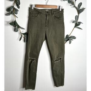 Zara Distressed Green Skinny Jeans